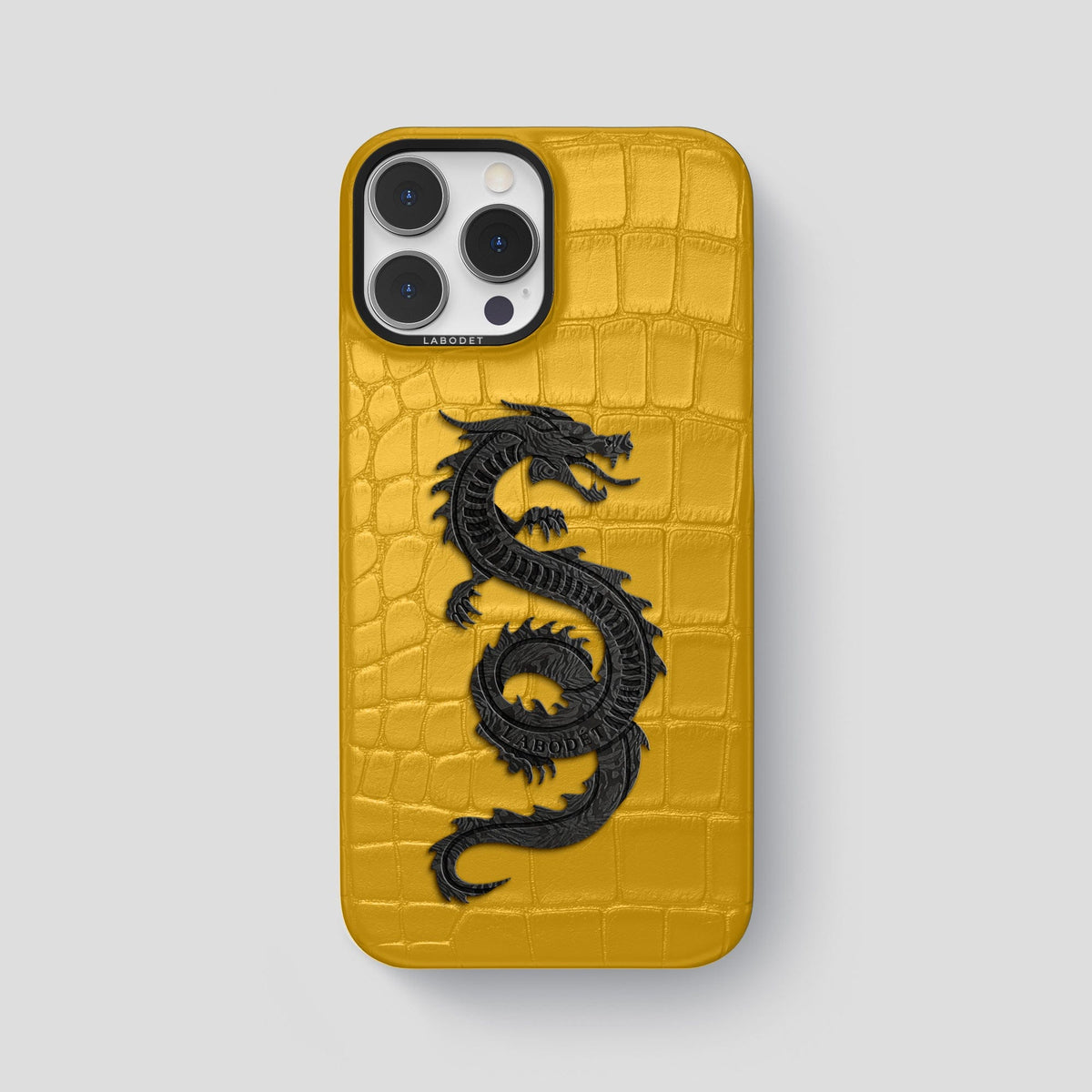 Yellow iPhone 13 Pro Max Classic Case Alligator with Black Metal -1 | Yellow-Black