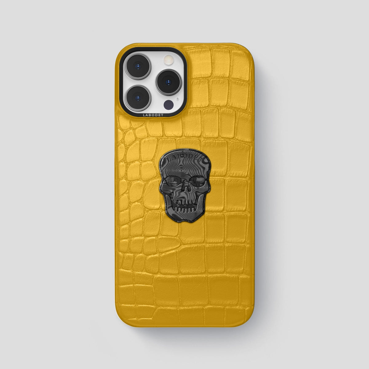 Yellow iPhone 13 Pro Max Classic Case Alligator with Black Metal -1 | Yellow-Black