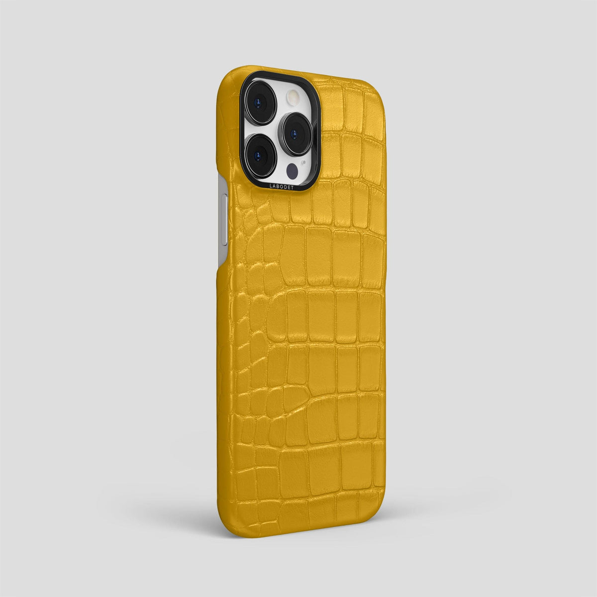 Yellow iPhone 13 Pro Max Classic Case Alligator with Black Metal -2 | Yellow-Black