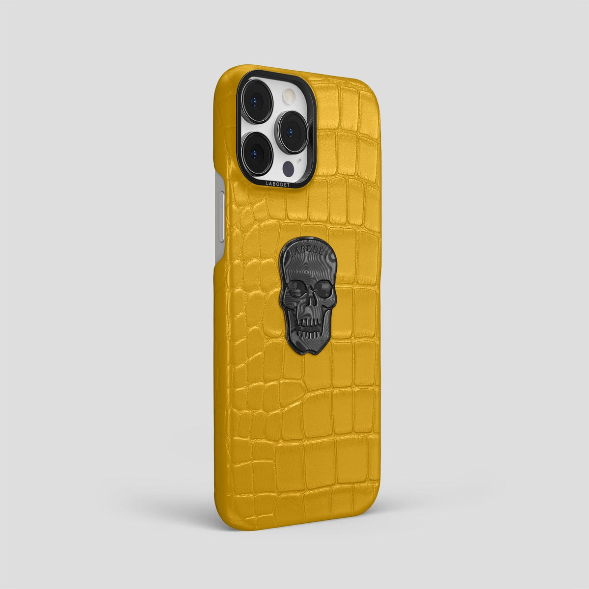 Yellow iPhone 13 Pro Max Classic Case Alligator with Black Metal -2 | Yellow-Black