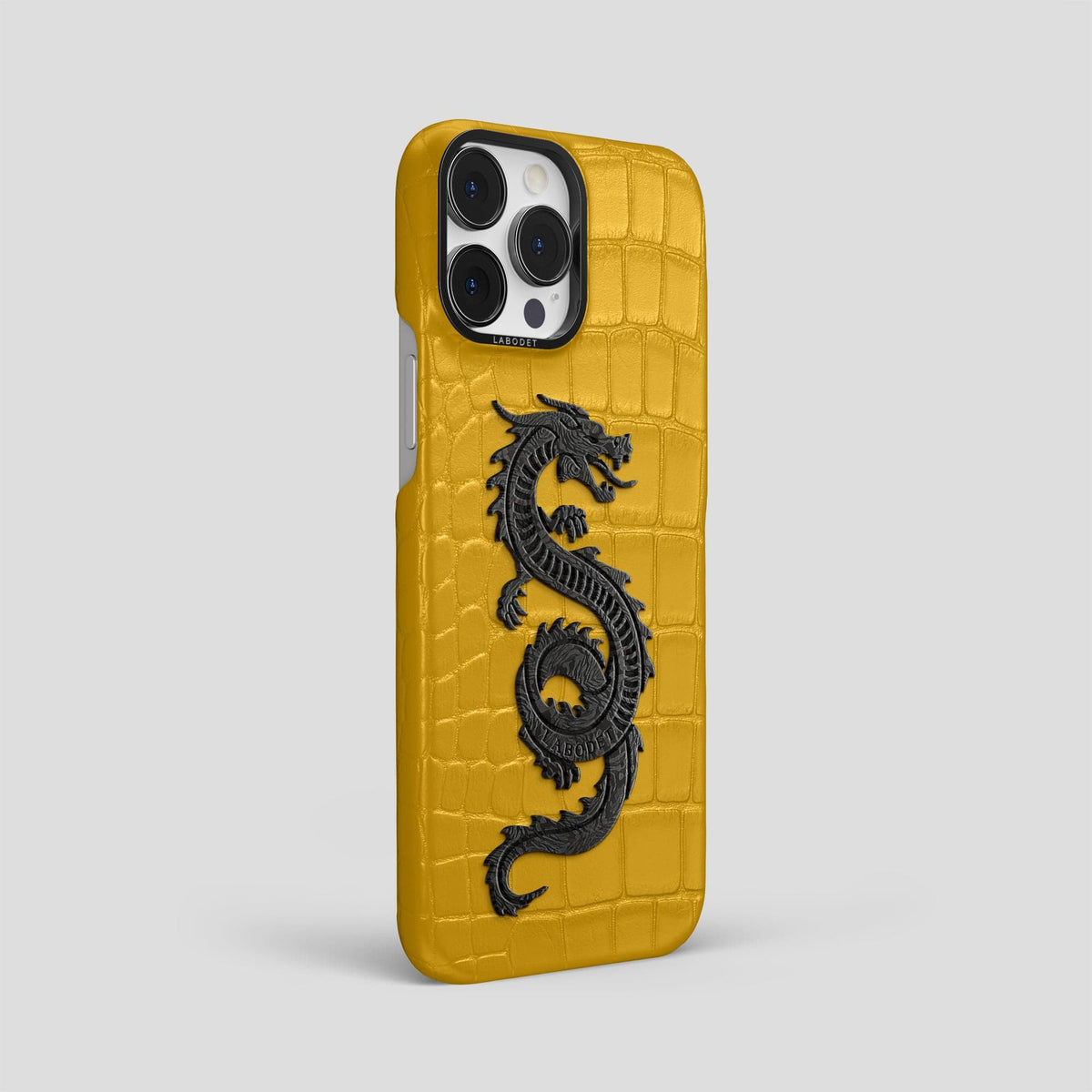 Yellow iPhone 13 Pro Max Classic Case Alligator with Black Metal -2 | Yellow-Black