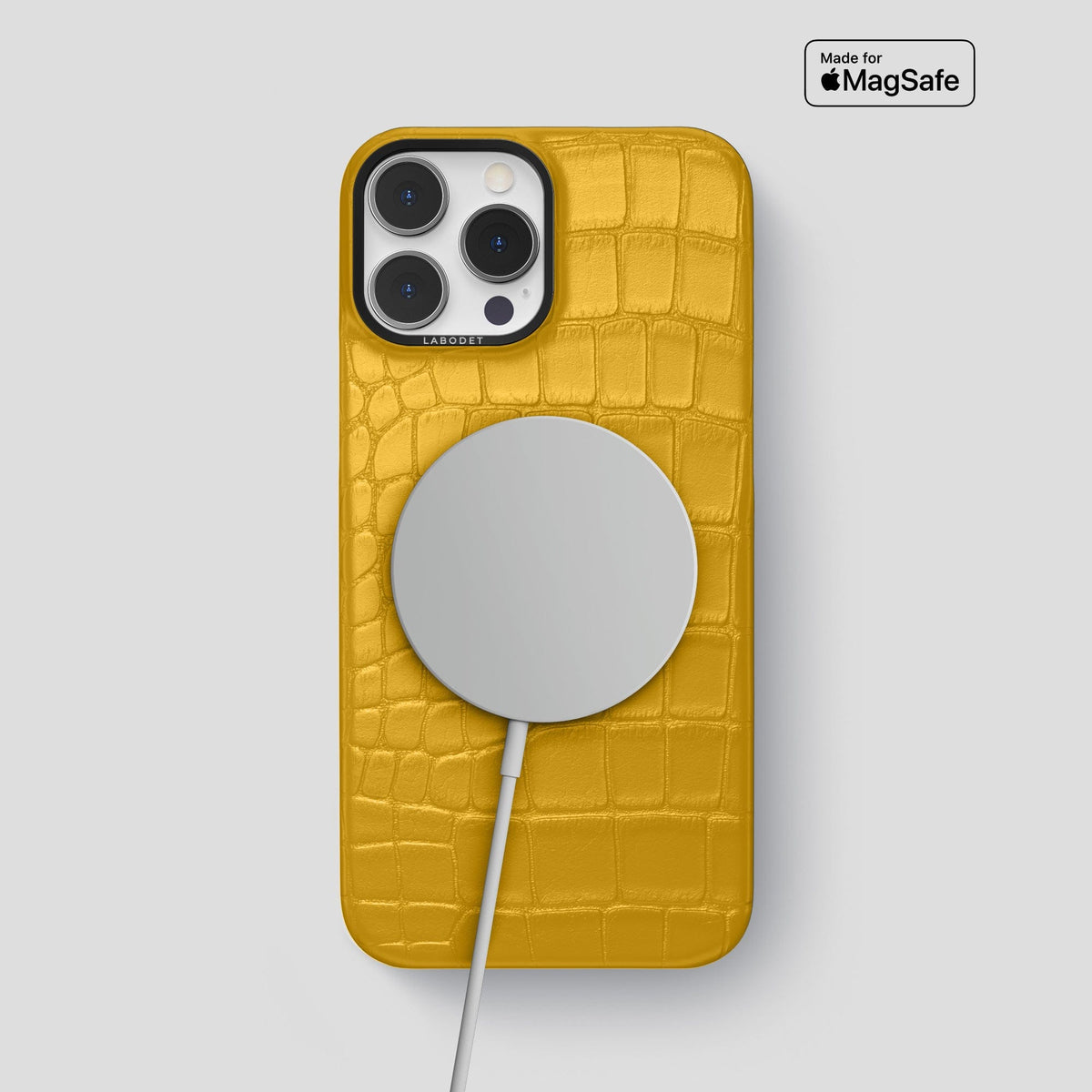 Yellow iPhone 13 Pro Max Classic Case Alligator with Black Metal -4 | Yellow-Black