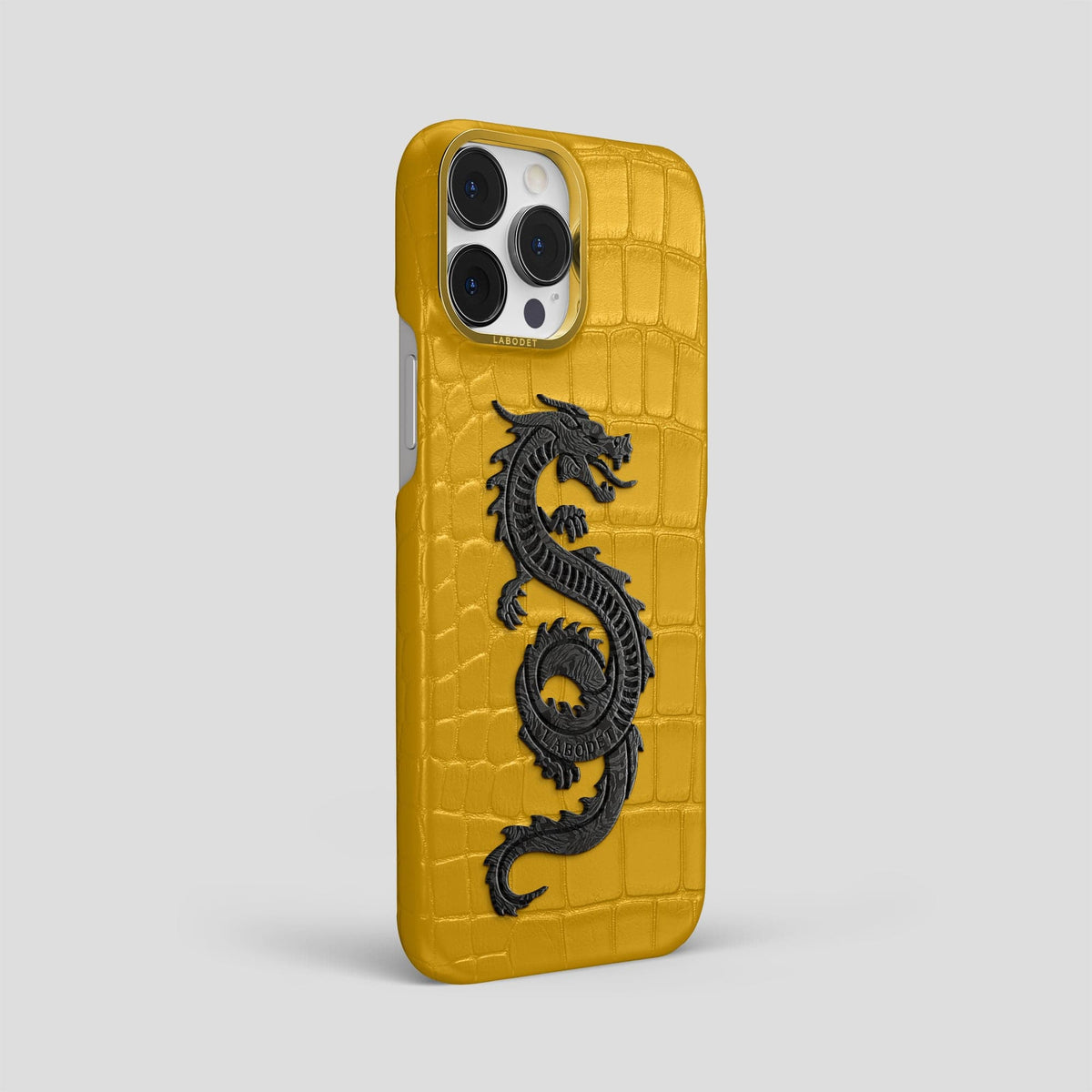 Yellow iPhone 13 Pro Max Classic Case Alligator with Gold Metal -2 | Yellow-Gold