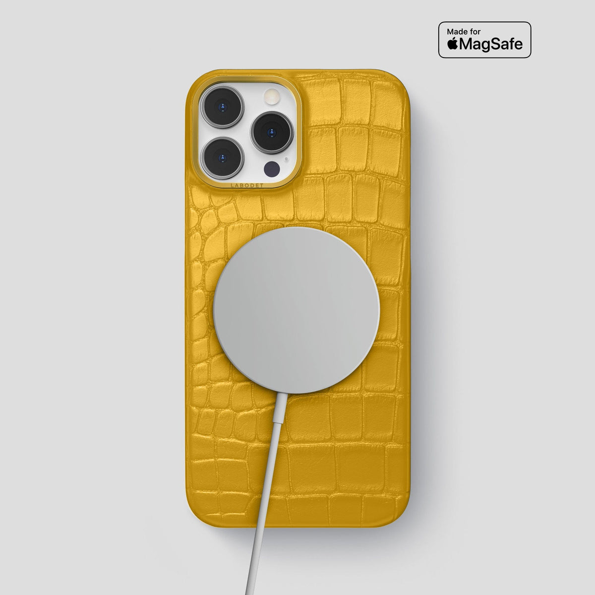 Yellow iPhone 13 Pro Max Classic Case Alligator with Gold Metal -4 | Yellow-Gold