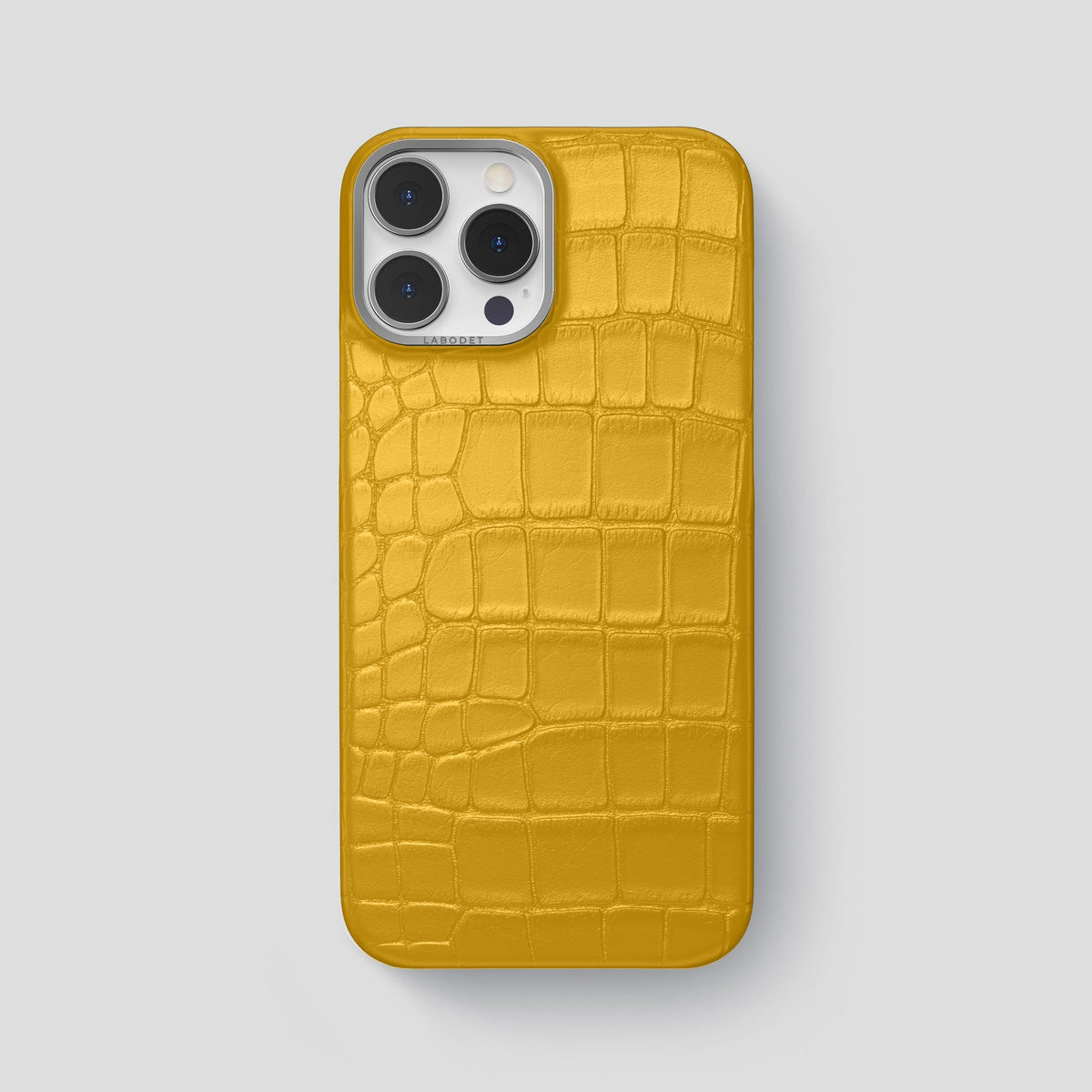 Yellow iPhone 13 Pro Max Classic Case Alligator with Steel Metal -1 | Yellow-Steel