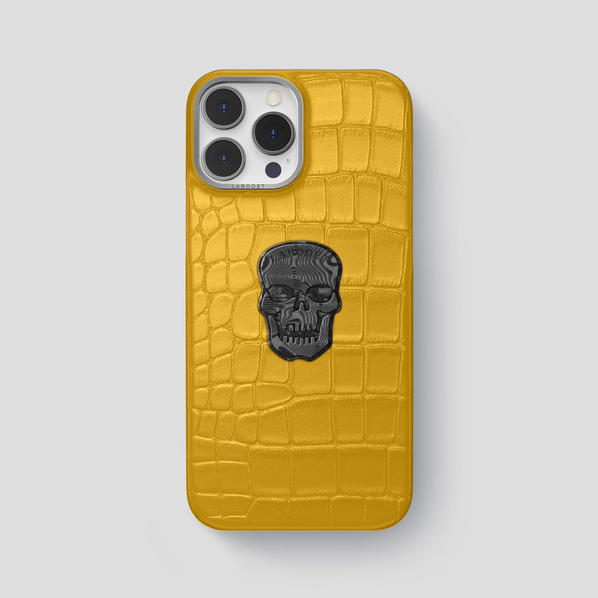 Yellow iPhone 13 Pro Max Classic Case Alligator with Steel Metal -1 | Yellow-Steel