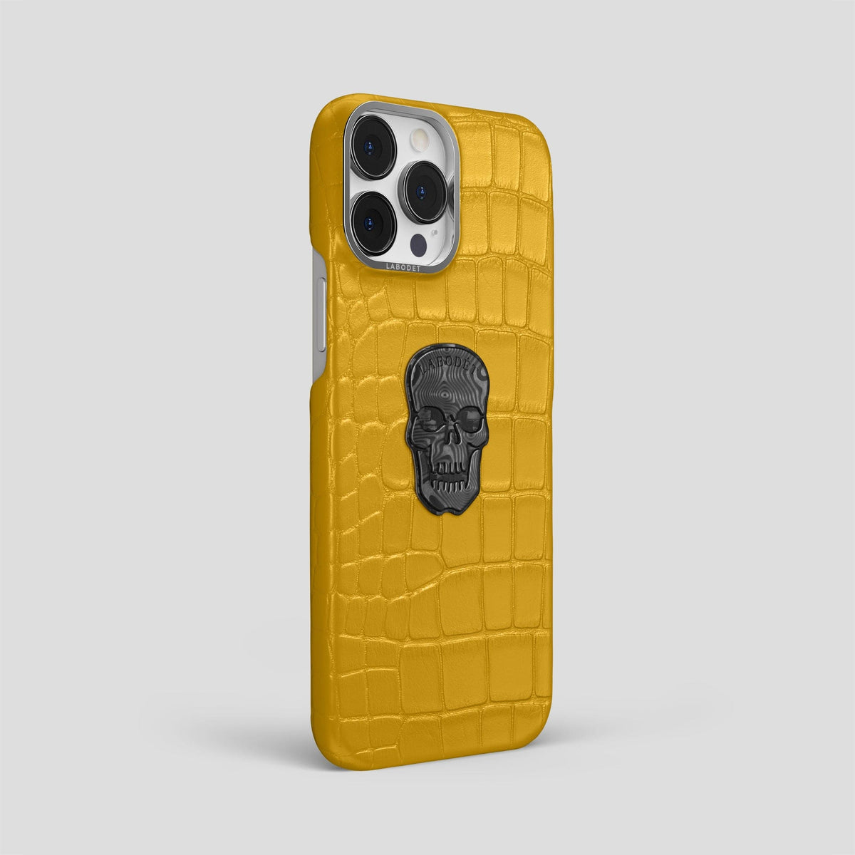 Yellow iPhone 13 Pro Max Classic Case Alligator with Steel Metal -2 | Yellow-Steel