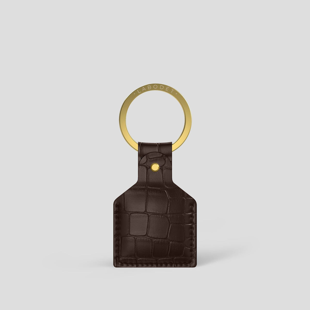 Dark Brown AirTag Alligator with Gold Metal -1 | Dark-Brown-Gold