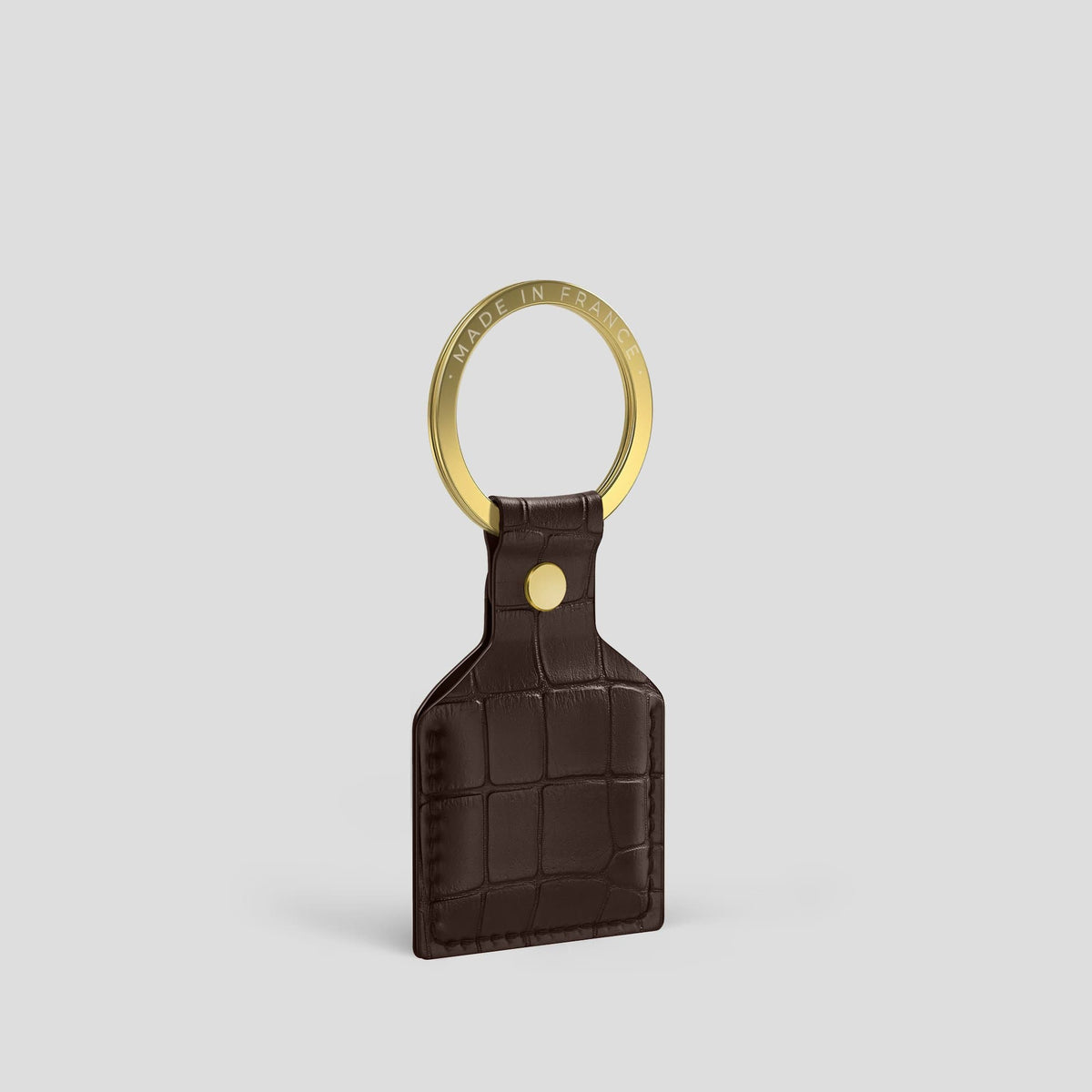 Dark Brown AirTag Alligator with Gold Metal -4 | Dark-Brown-Gold