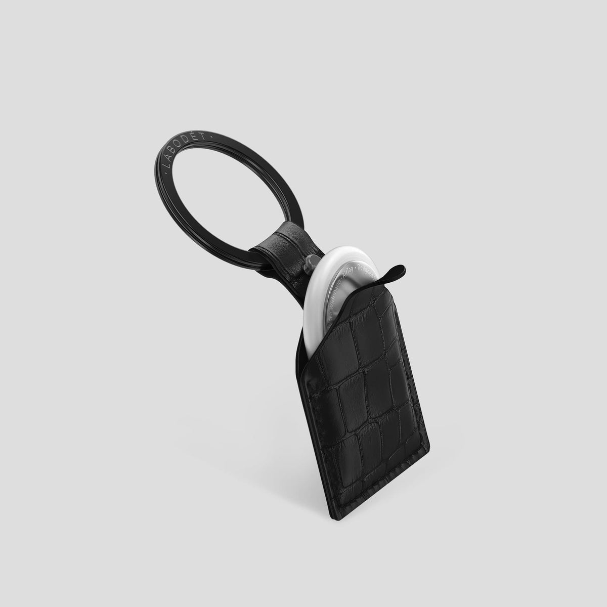 Black AirTag Alligator with Black Metal -2 | Black-Black