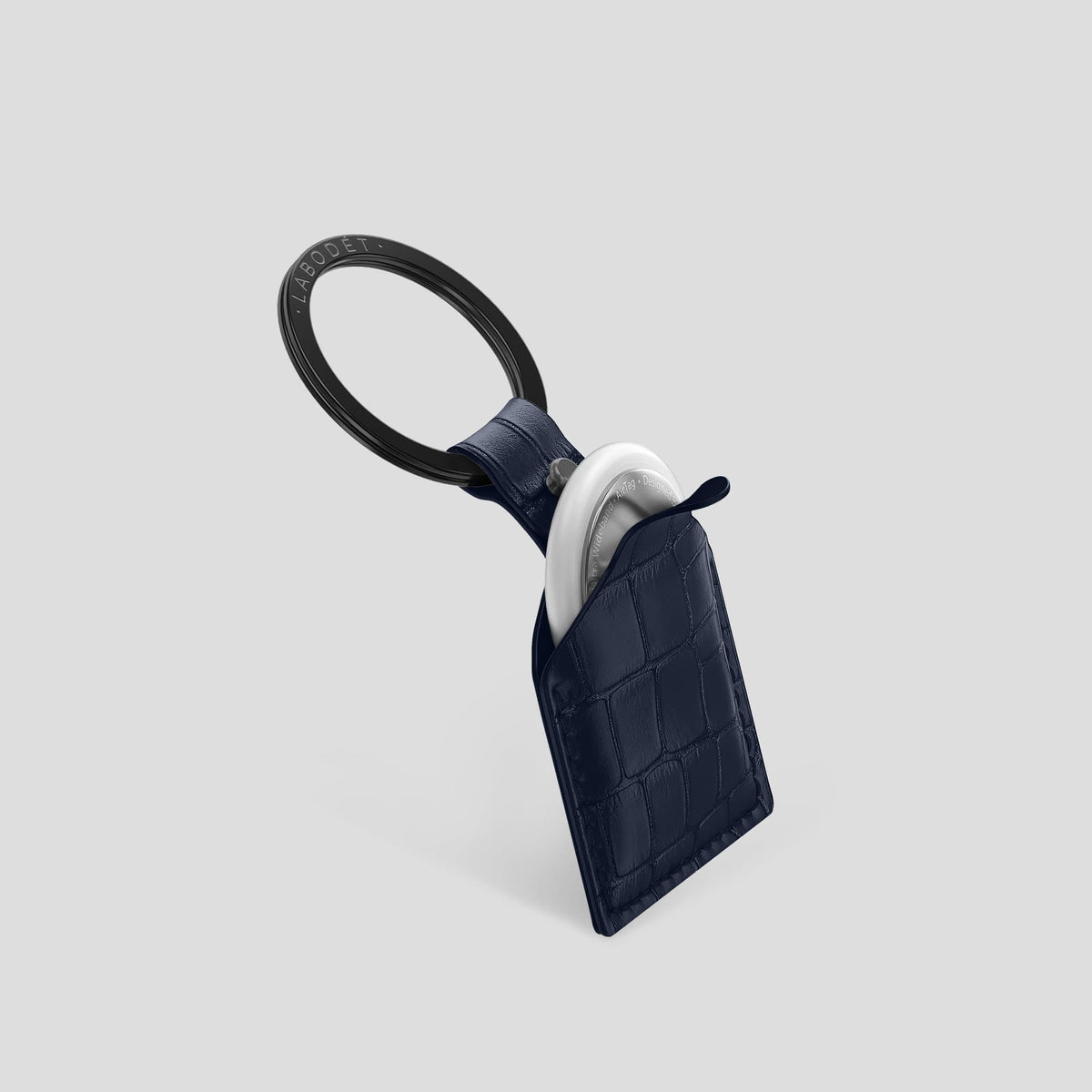 Navy Blue AirTag Alligator with Black Metal -2 | Navy-Blue-Black