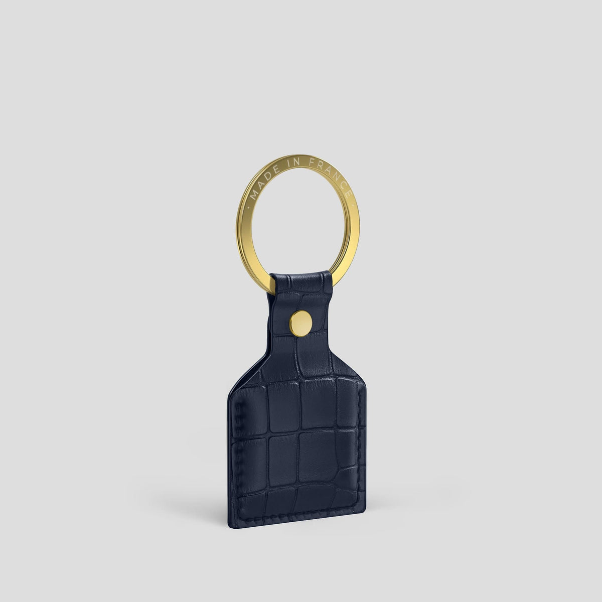Navy Blue AirTag Alligator with Gold Metal -4 | Navy-Blue-Gold