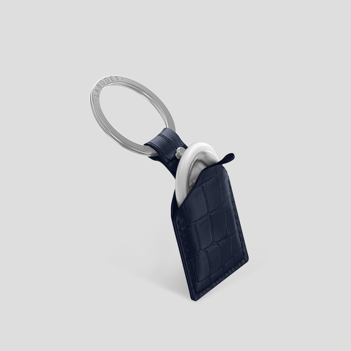 Navy Blue AirTag Alligator with Steel Metal -2 | Navy-Blue-Steel