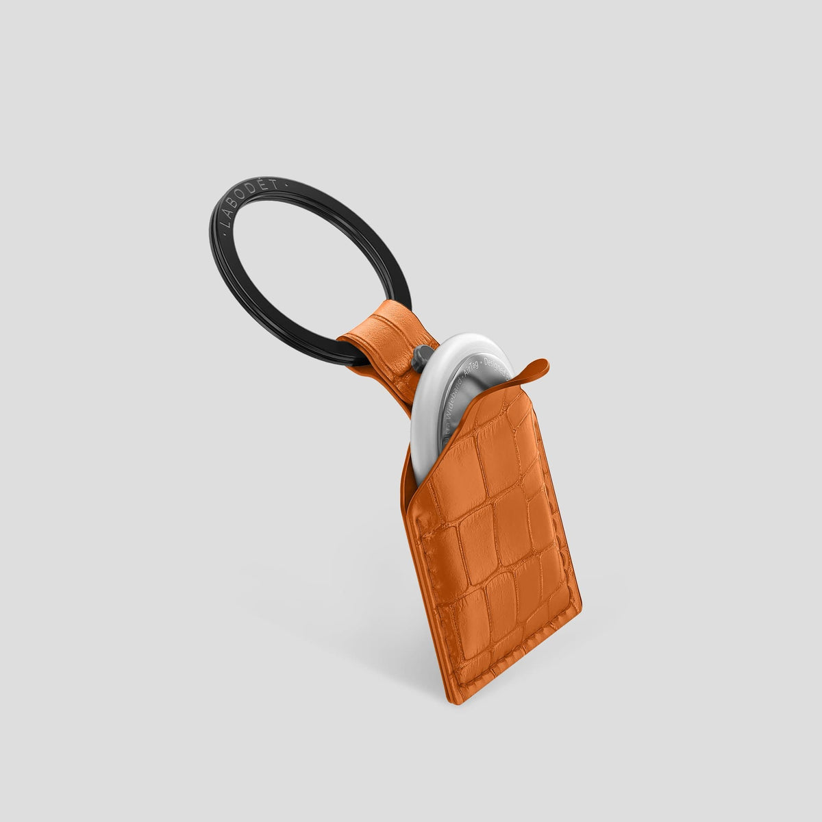 Orange AirTag Alligator with Black Metal -2 | Orange-Black