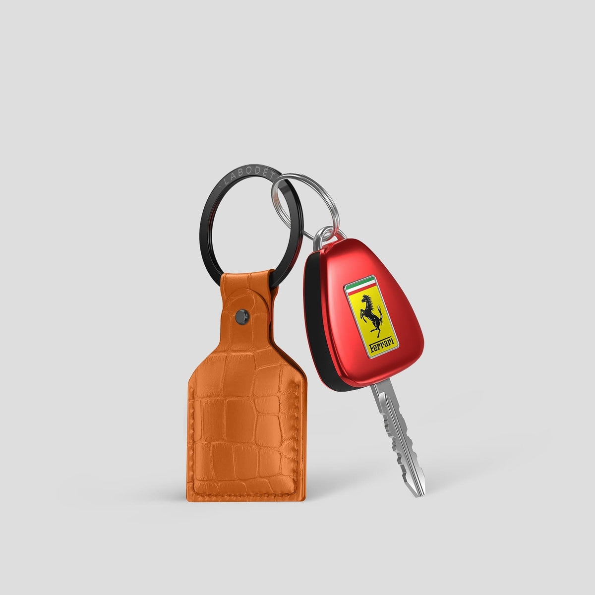 Orange AirTag Alligator with Black Metal -3 | Orange-Black