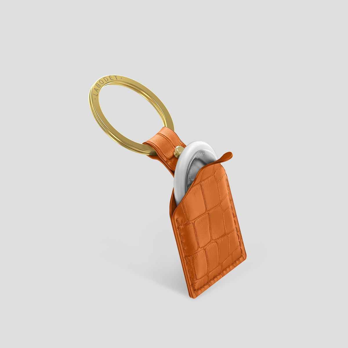 Orange AirTag Alligator with Gold Metal -2 | Orange-Gold