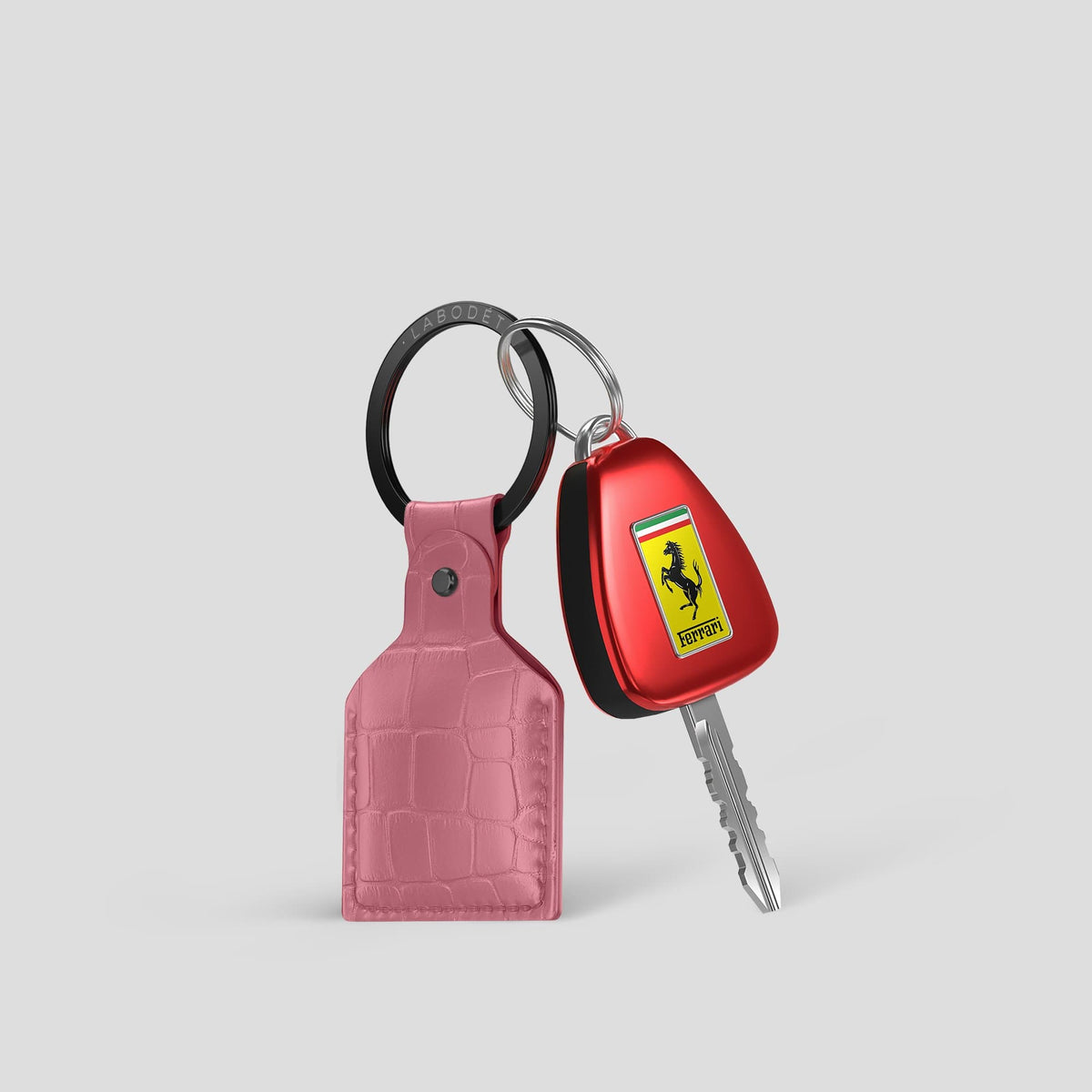 Pink AirTag Alligator with Black Metal -3 | Pink-Black