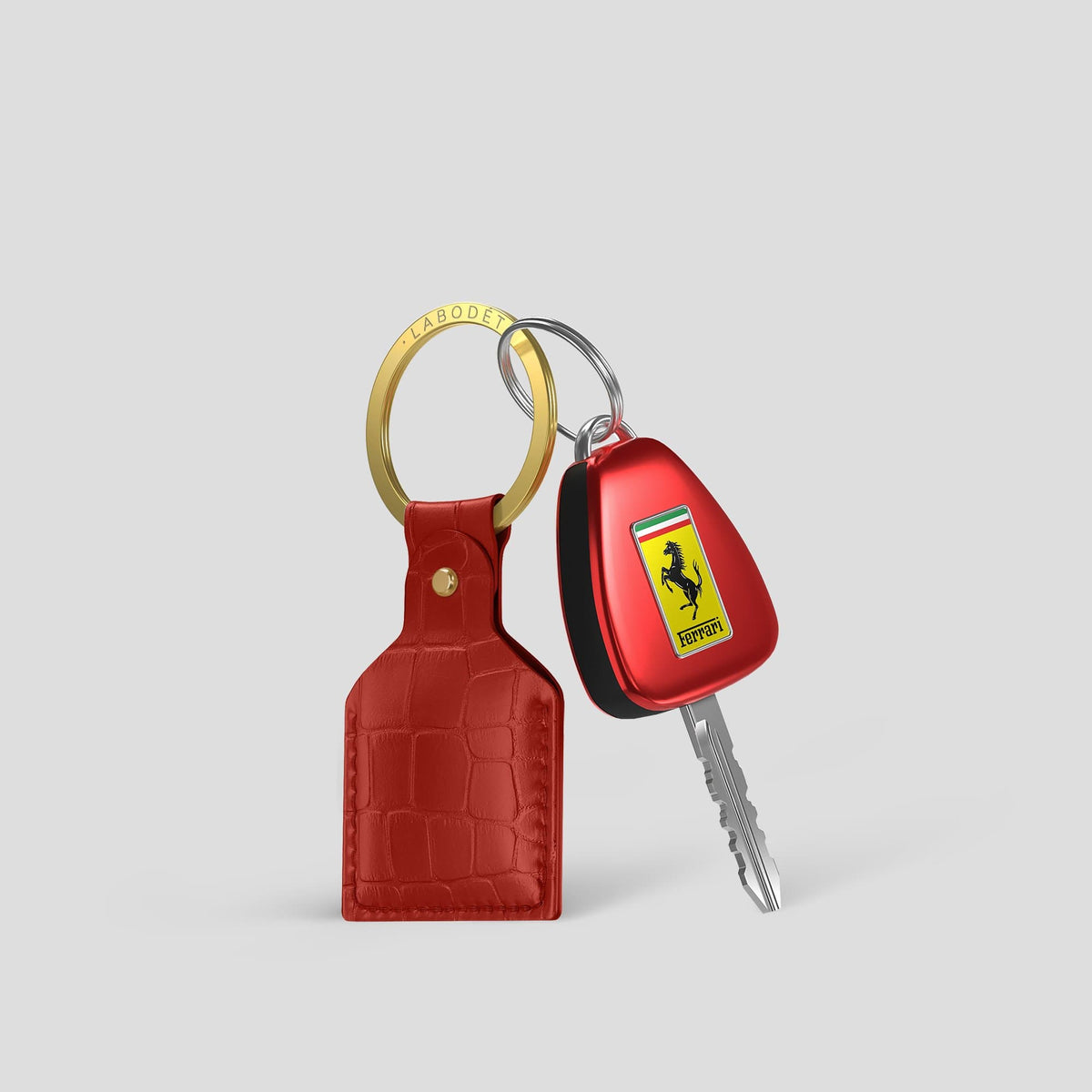 Red AirTag Alligator with Gold Metal -3 | Red-Gold