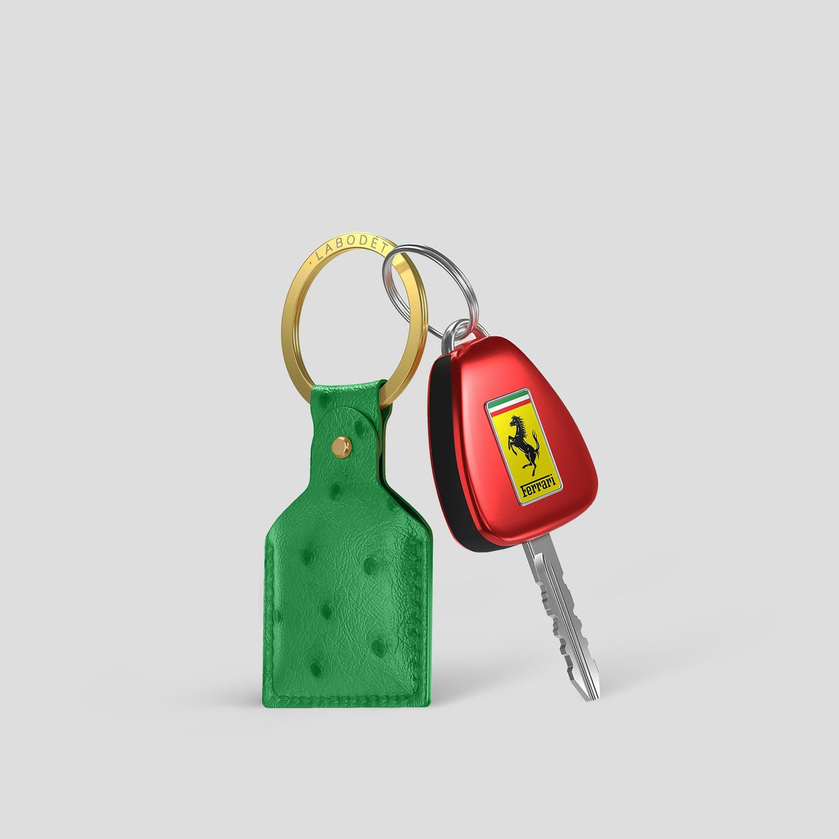 Kentucky Green AirTag Ostrich with Gold Metal -3 | Kentucky-Green-Gold