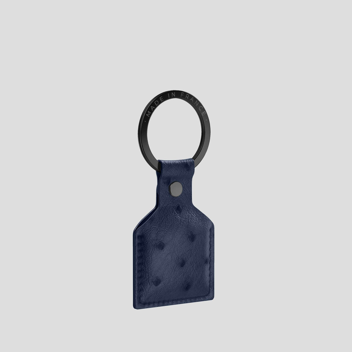 Navy Blue AirTag Ostrich with Black Metal -4 | Navy-Blue-Black