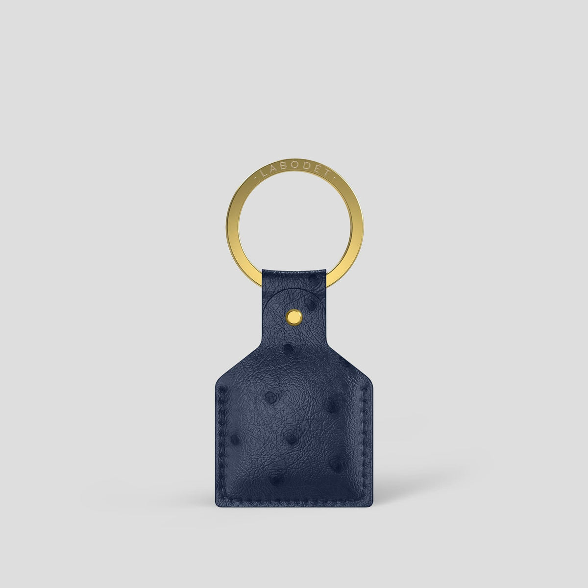 Navy Blue AirTag Ostrich with Gold Metal -1 | Navy-Blue-Gold