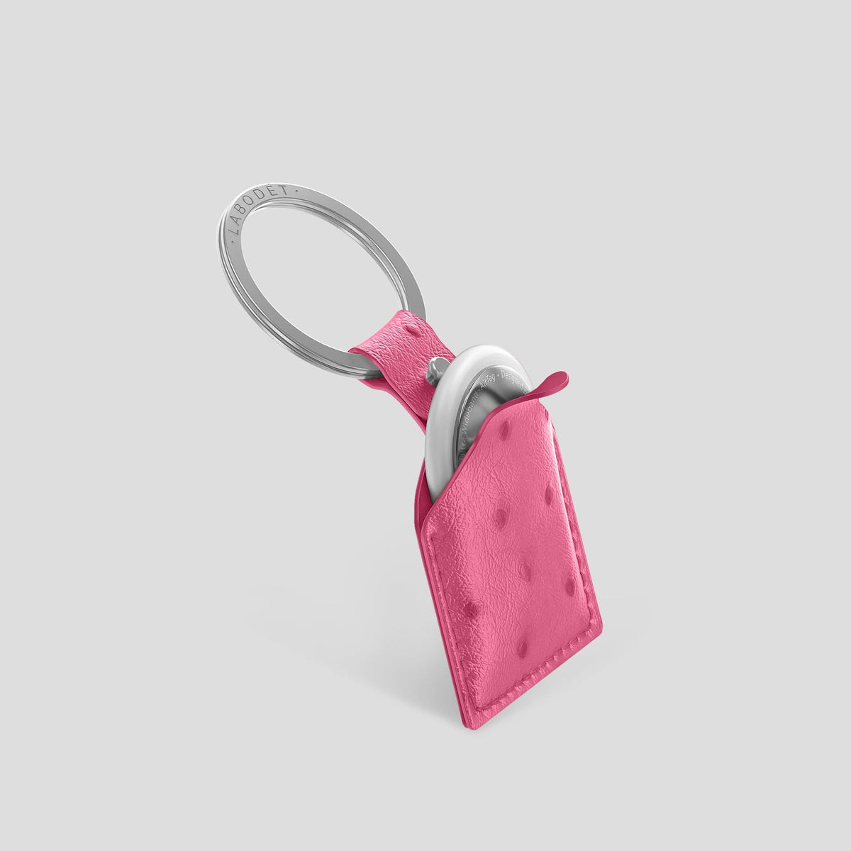 Petal Pink AirTag Ostrich with Steel Metal -2 | Petal-Pink-Steel