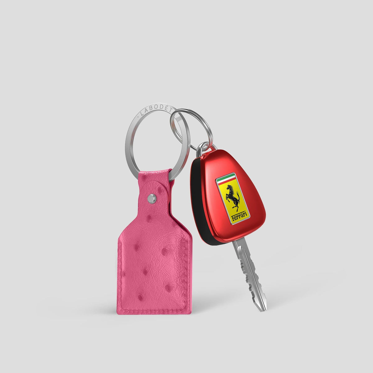 Petal Pink AirTag Ostrich with Steel Metal -3 | Petal-Pink-Steel
