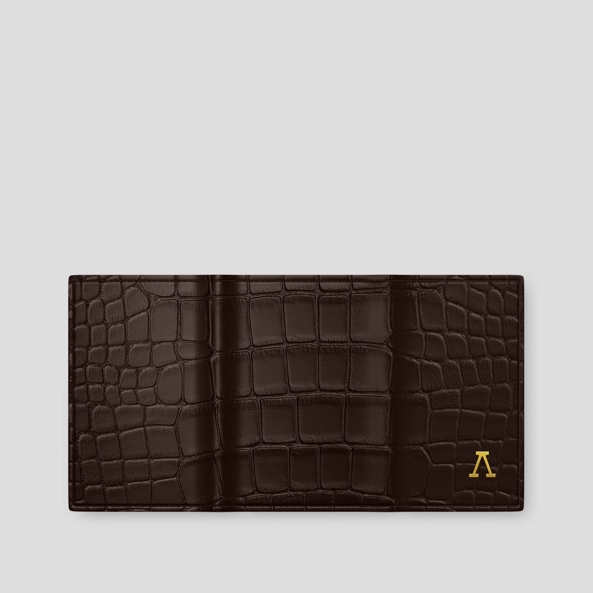 Dark Brown BHolder Alligator with Gold Metal -4 | Dark-Brown-Gold