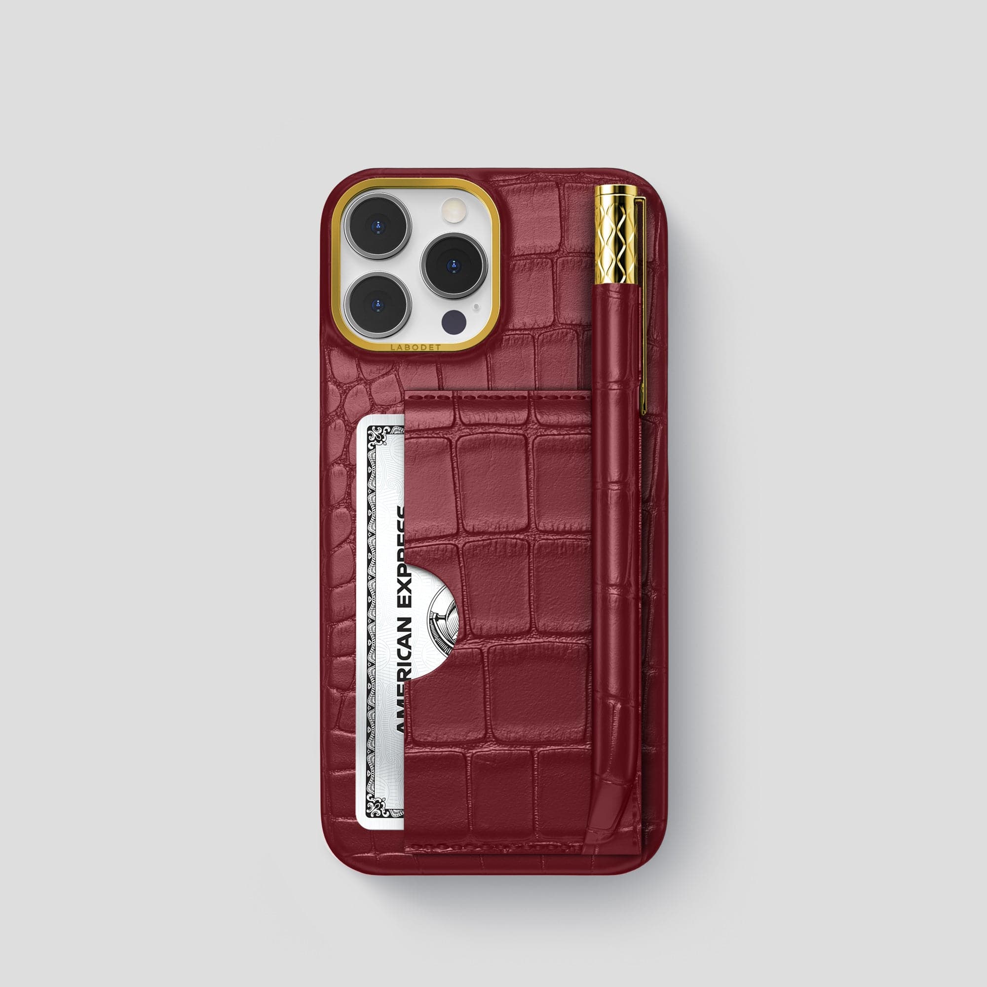 Card and Pen Holder Case For iPhone 14 Pro In Alligator