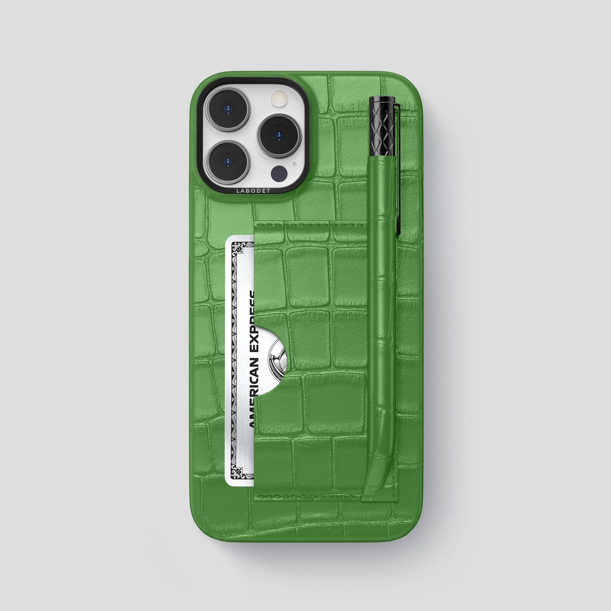 Card and Pen Holder Case For iPhone 14 Pro Max In Alligator
