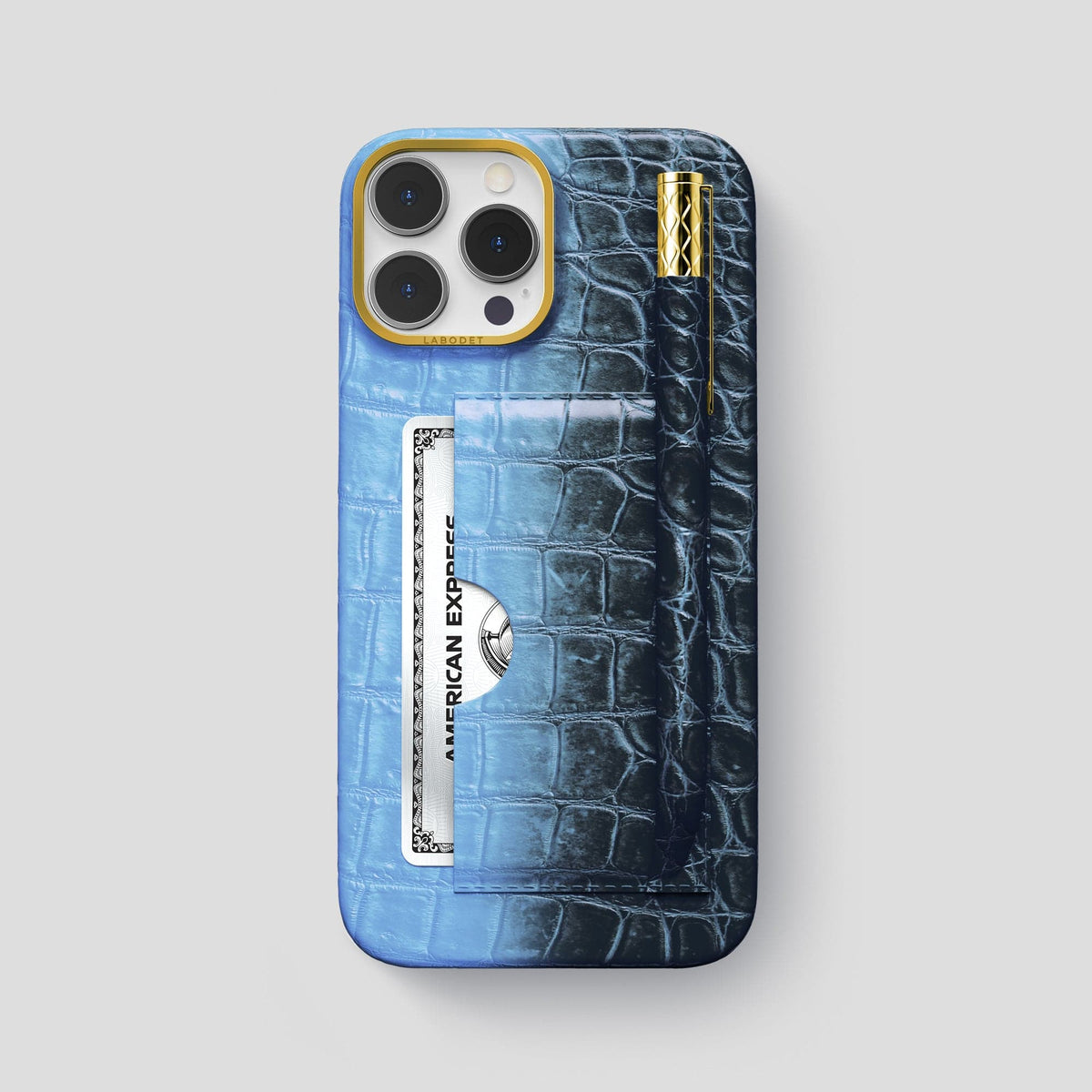 Lavender iPhone 14 Pro Max Himalaya Card and Pen Holder Case with Gold Metal -1 | Lavender-Gold