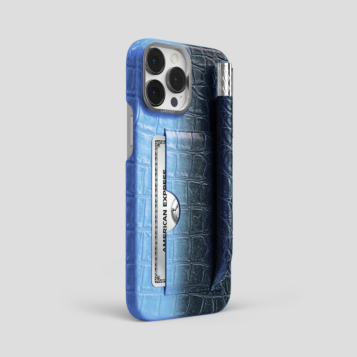 Lavender iPhone 14 Pro Max Himalaya Card and Pen Holder Case with Steel Metal -2 | Lavender-Steel