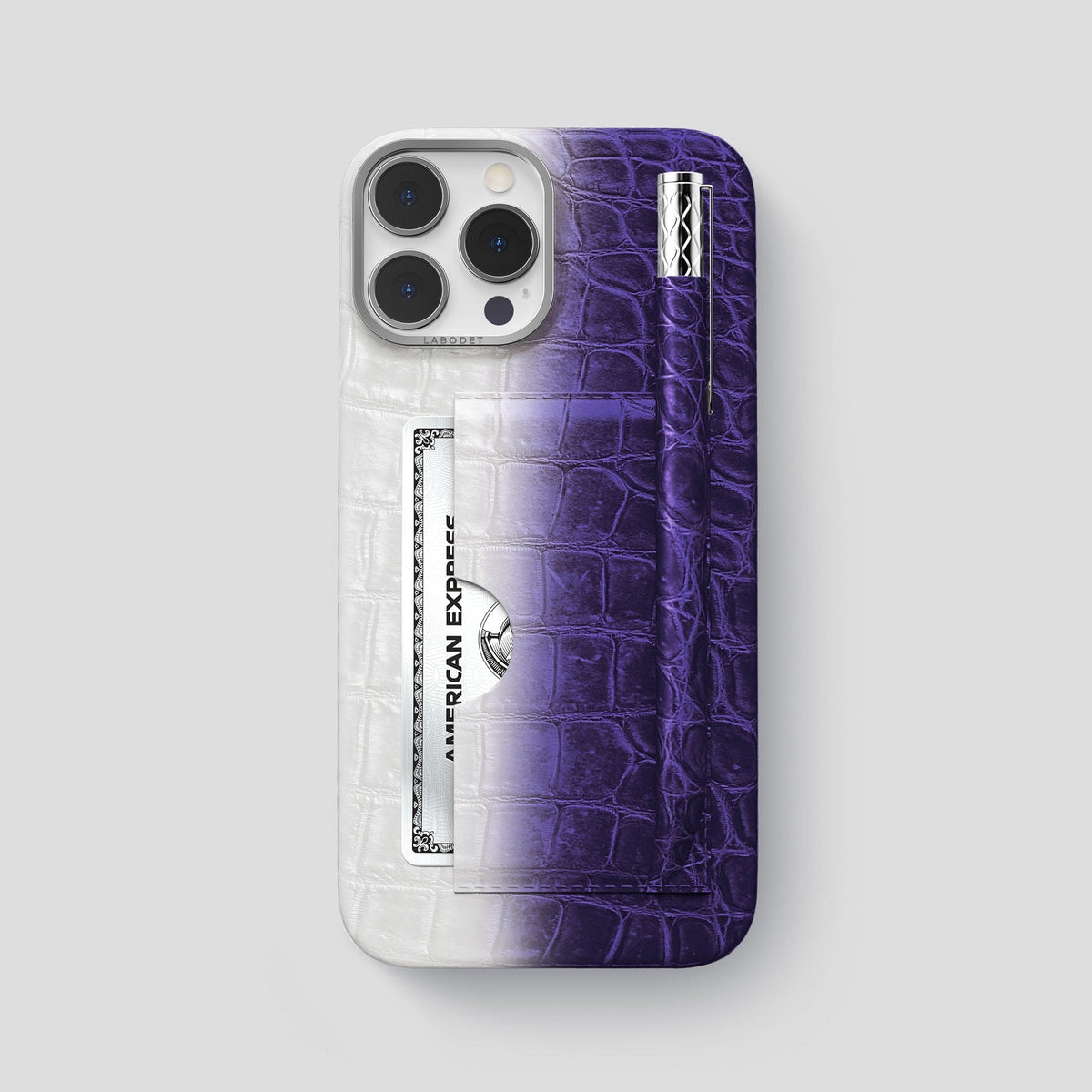 Purple iPhone 14 Pro Max Himalaya Card and Pen Holder Case with Steel Metal -1 | Purple-Steel