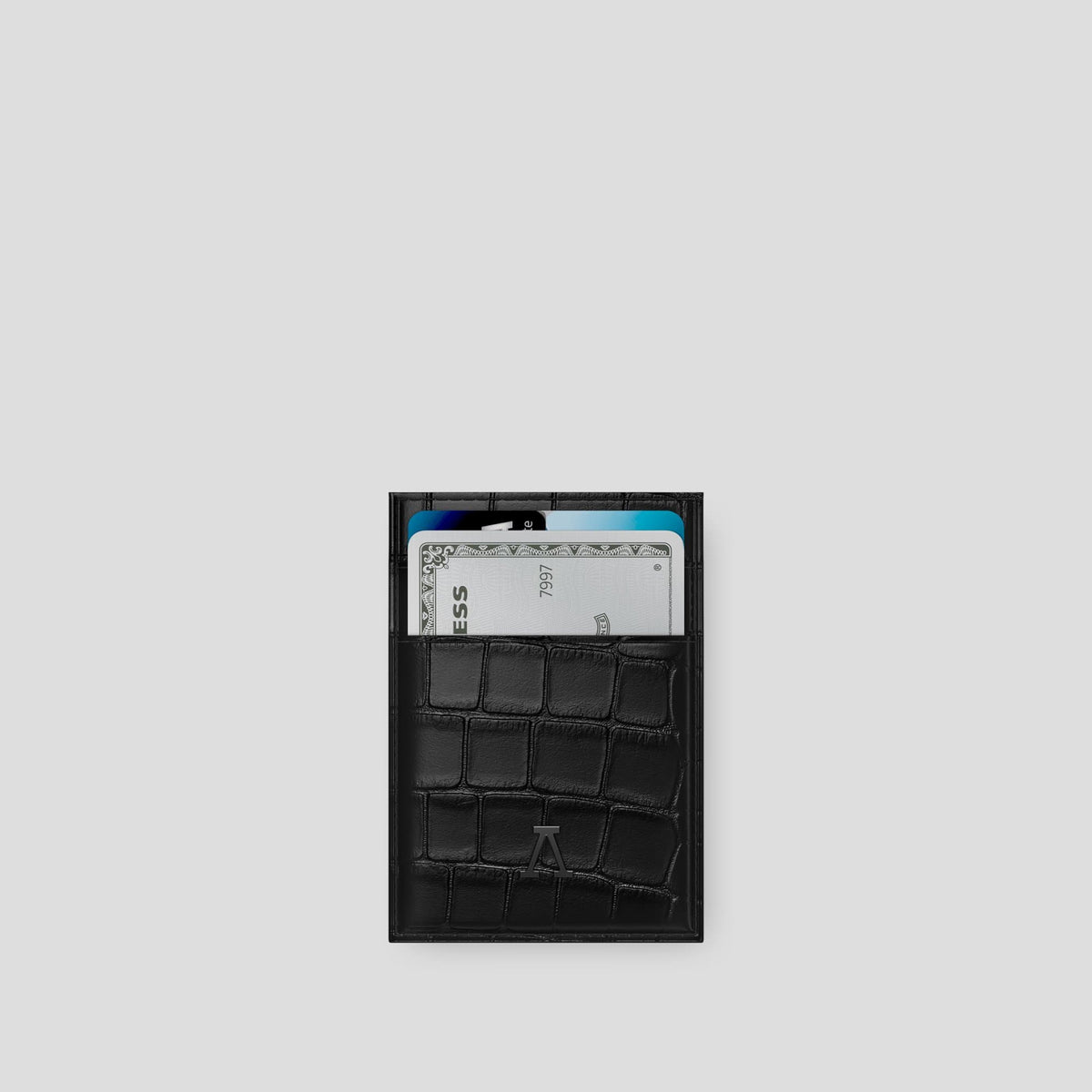 Black Cardholder Alligator with Black Metal -1 | Black-Black