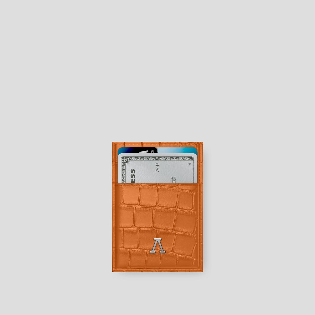 Orange Cardholder Alligator with Steel Metal -1 | Orange-Steel