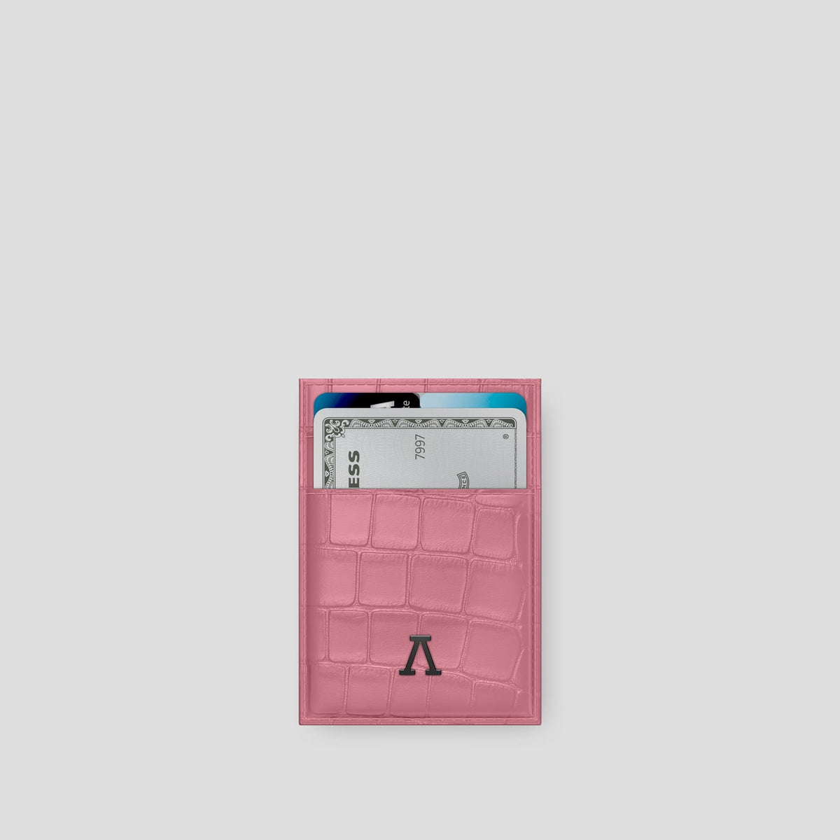 Pink Cardholder Alligator with Black Metal -1 | Pink-Black