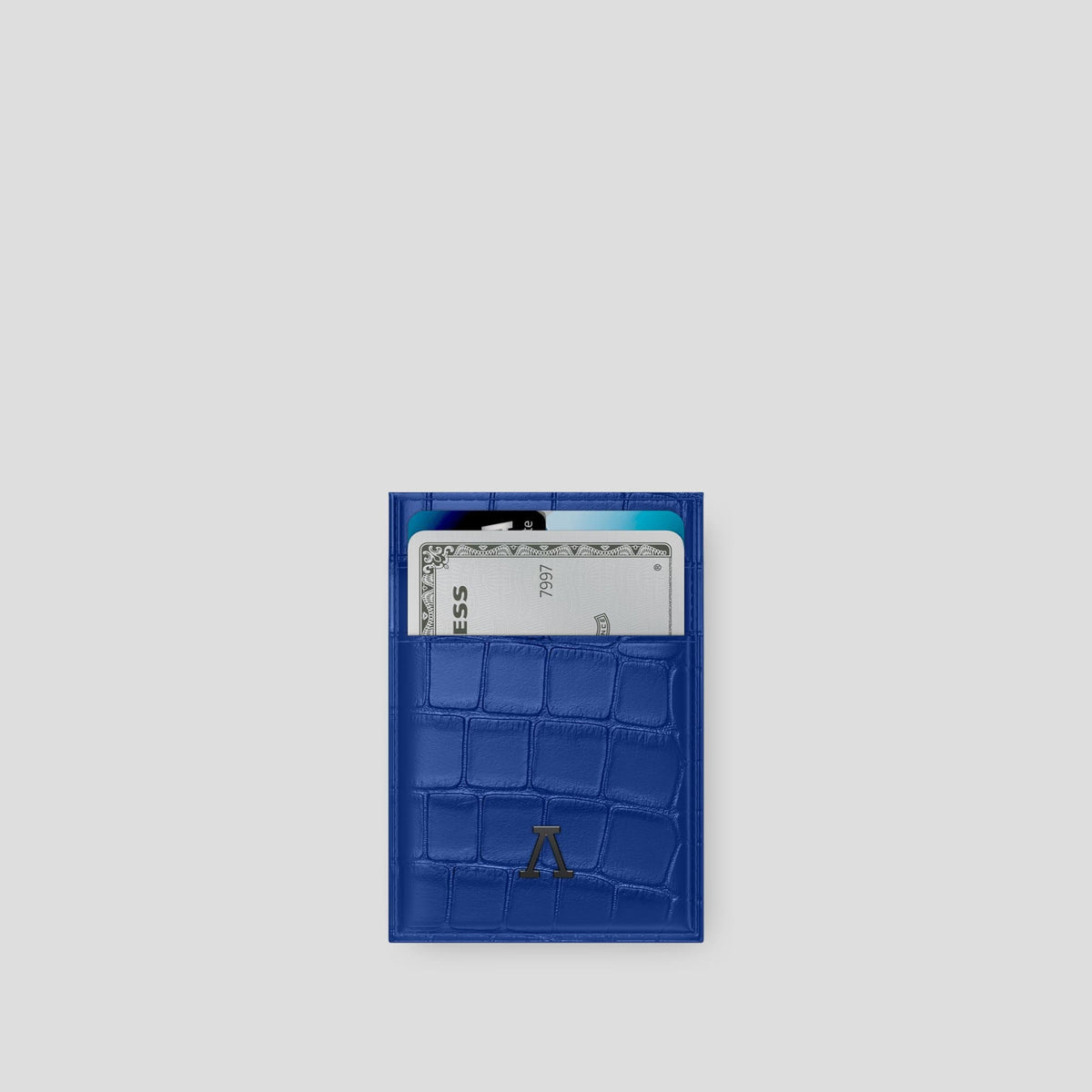 Royal Blue Cardholder Alligator with Black Metal -1 | Royal-Blue-Black