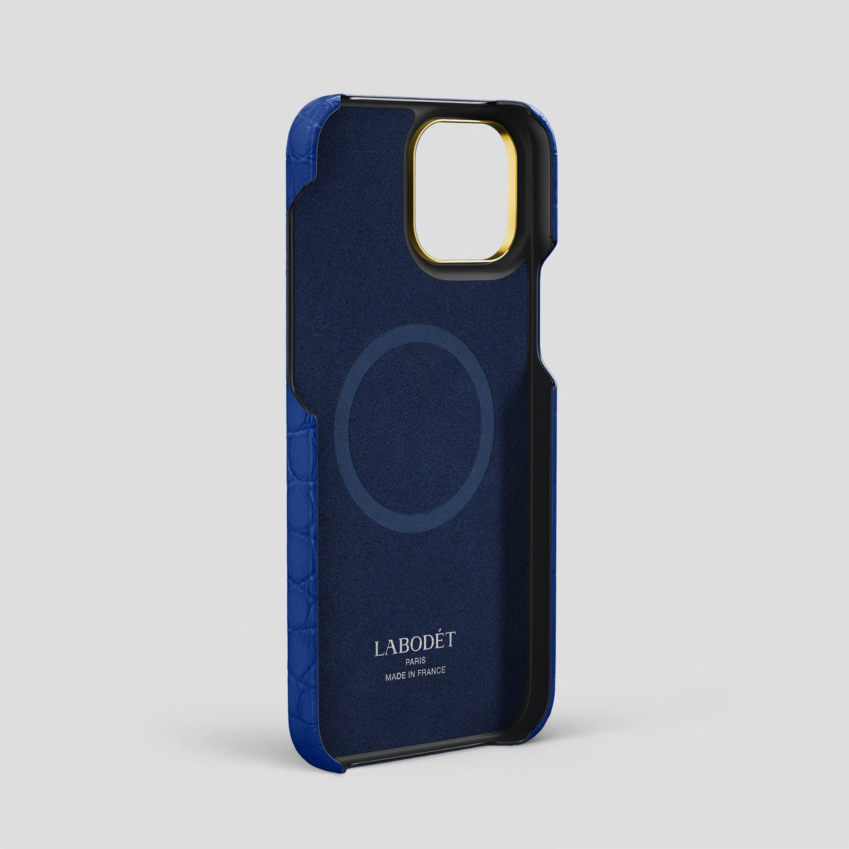 Royal Blue iPhone 14 Pro Max Cardholder Strap Case Alligator with Gold Metal -4 | Royal-Blue-Gold