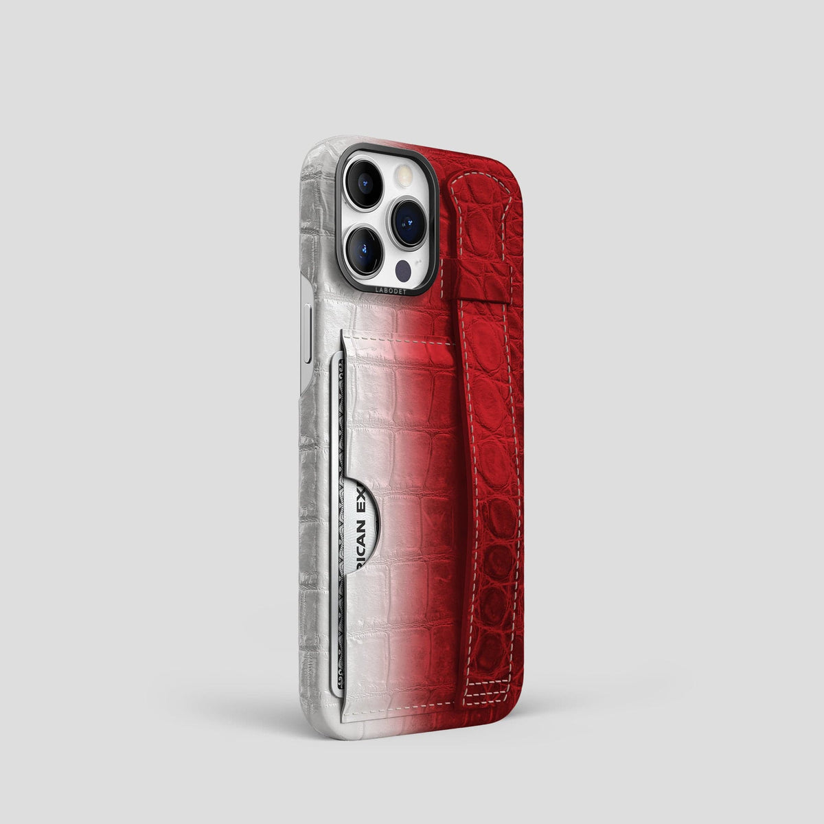 Red iPhone 14 Pro Himalaya Strap Case Himalayan Crocodile with Black Metal -2 | Red-Black