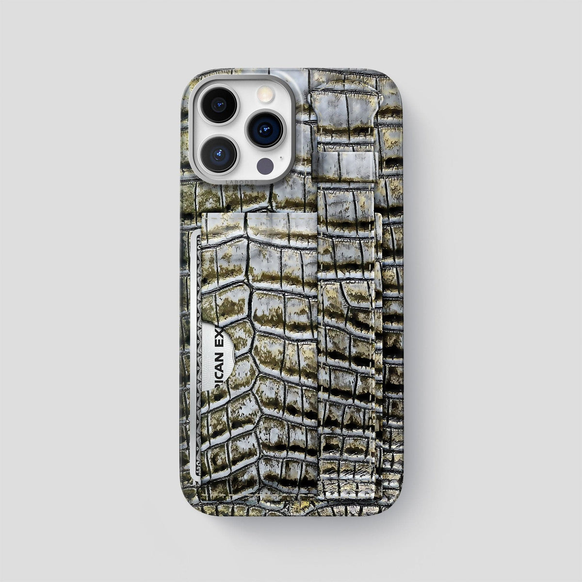 Antique-Bronze iPhone 14 Pro Max Himalaya Strap Case Himalayan Crocodile with Steel Metal -1 | Antique-Bronze-Steel