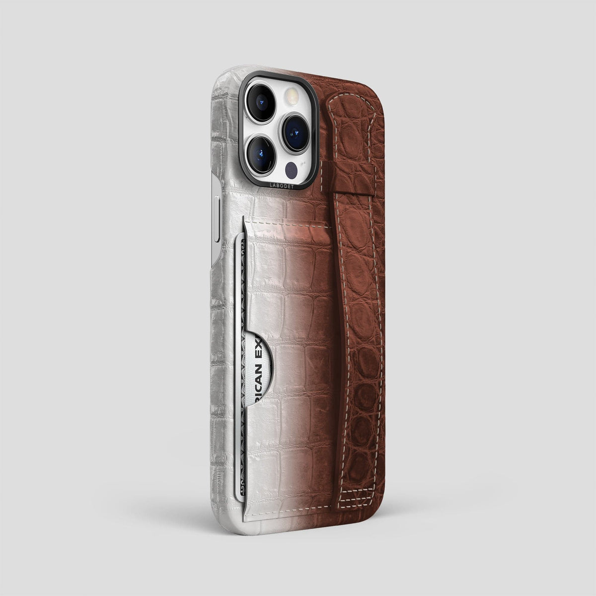 Dark Brown iPhone 14 Pro Max Himalaya Strap Case Himalayan Crocodile with Black Metal -2 | Dark-Brown-Black