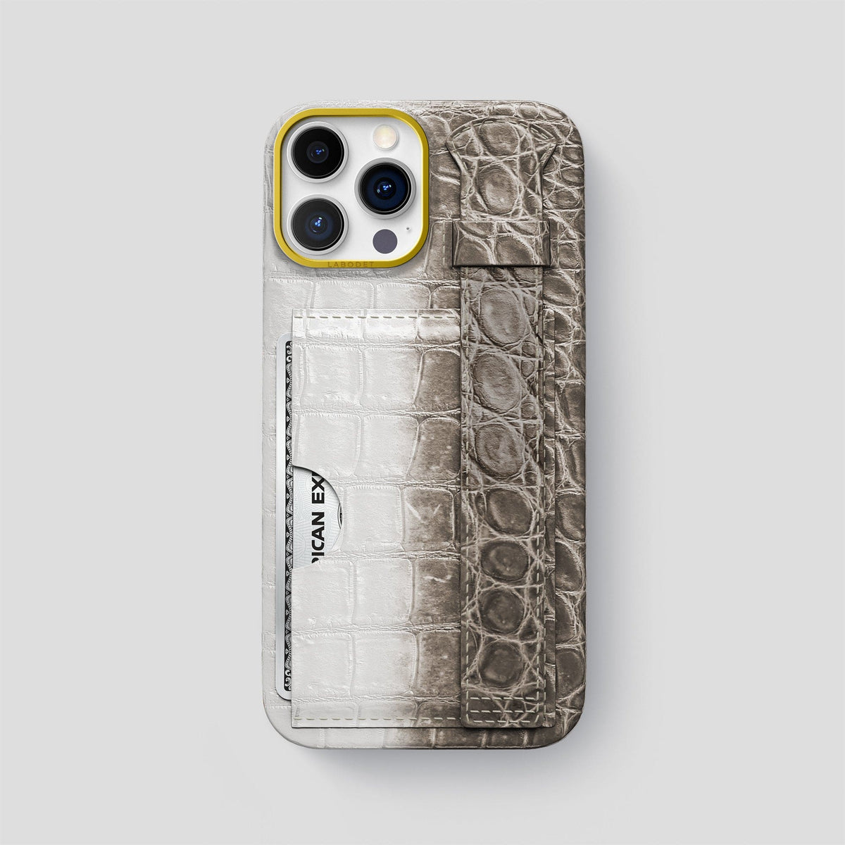 Dark iPhone 14 Pro Max Himalaya Strap Case Himalayan Crocodile with Gold Metal -1 | Dark-Gold