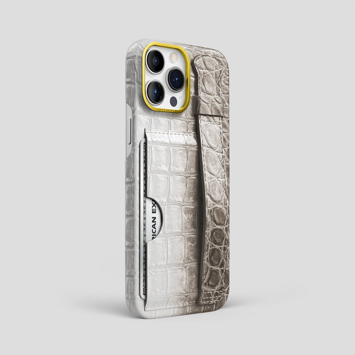 Dark iPhone 14 Pro Max Himalaya Strap Case Himalayan Crocodile with Gold Metal -2 | Dark-Gold