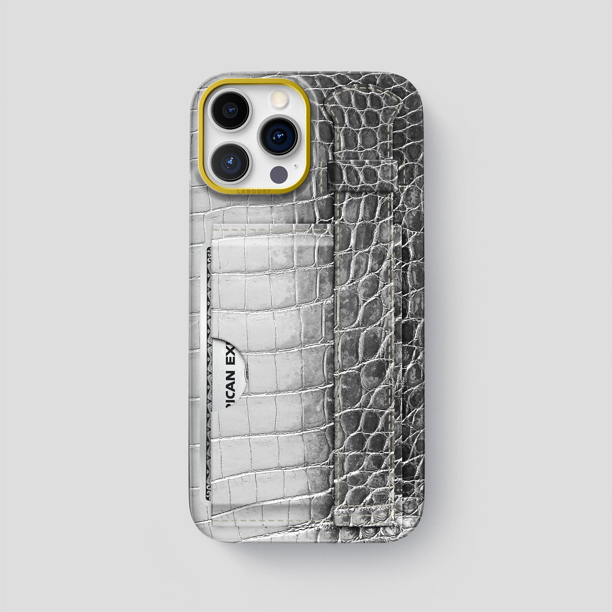 Silver iPhone 14 Pro Max Himalaya Strap Case with Gold Metal -1 | Silver-Gold