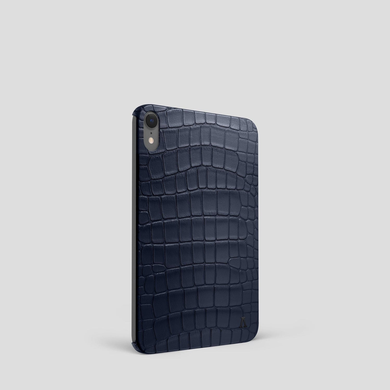 Navy Blue iPad mini Case Alligator with Black Metal -1 | Navy-Blue-Black