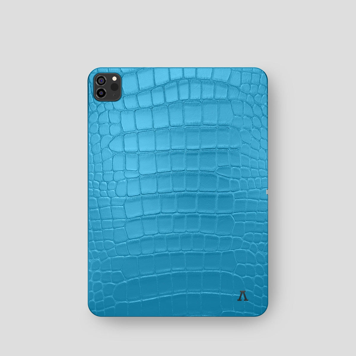 Curaçao-Blue iPad Pro 11-inch Case Alligator with Black Metal -2 | Curaçao-Blue-Black