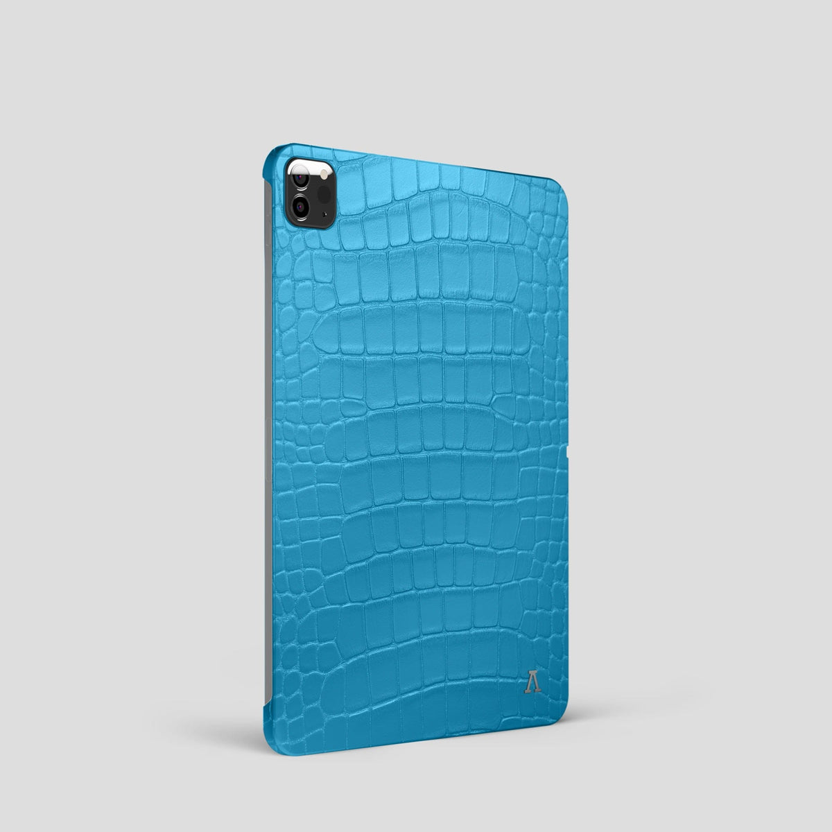 Curaçao-Blue iPad Pro 11-inch Case Alligator with Steel Metal -1 | Curaçao-Blue-Steel