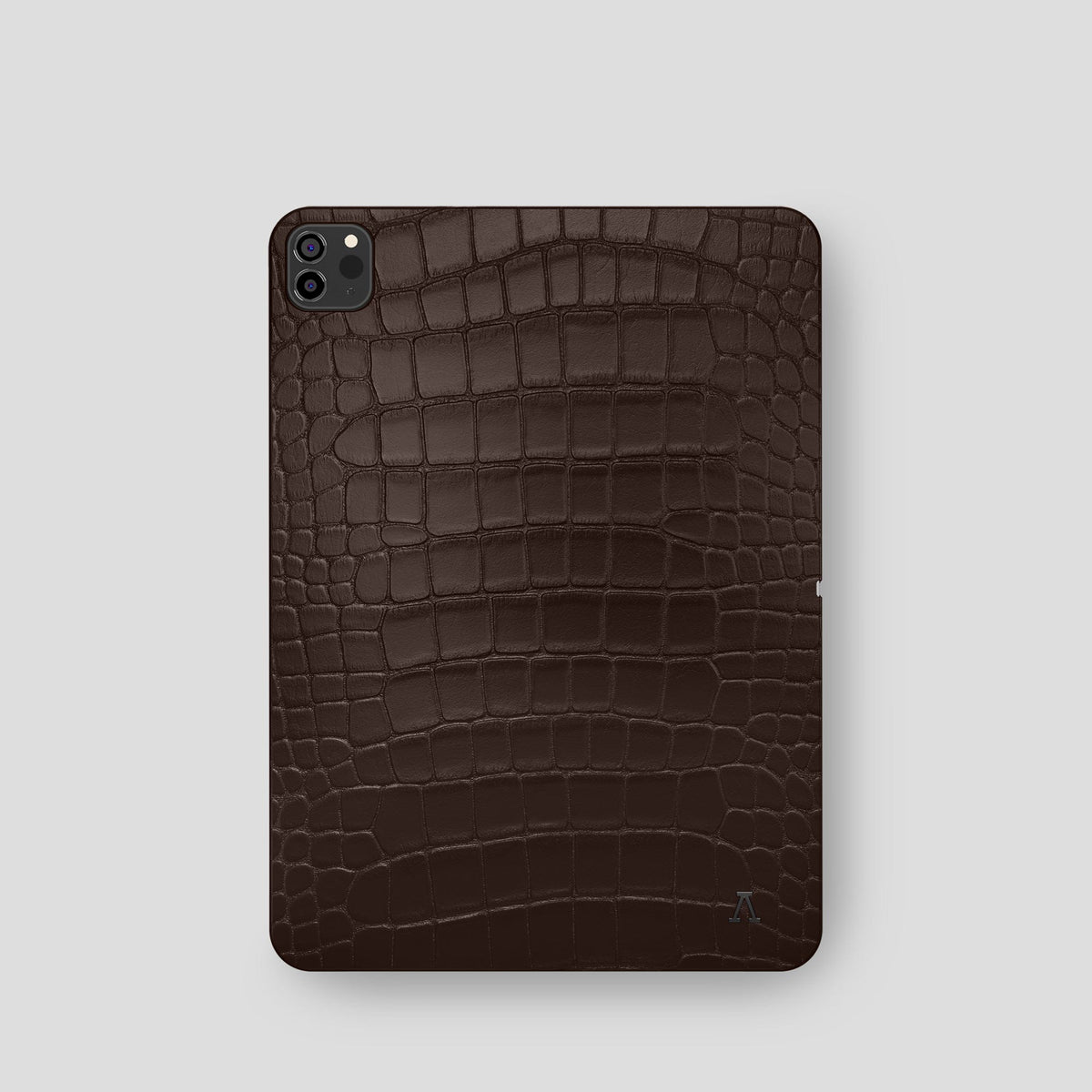 Dark Brown iPad Pro 11-inch Case Alligator with Black Metal -2 | Dark-Brown-Black