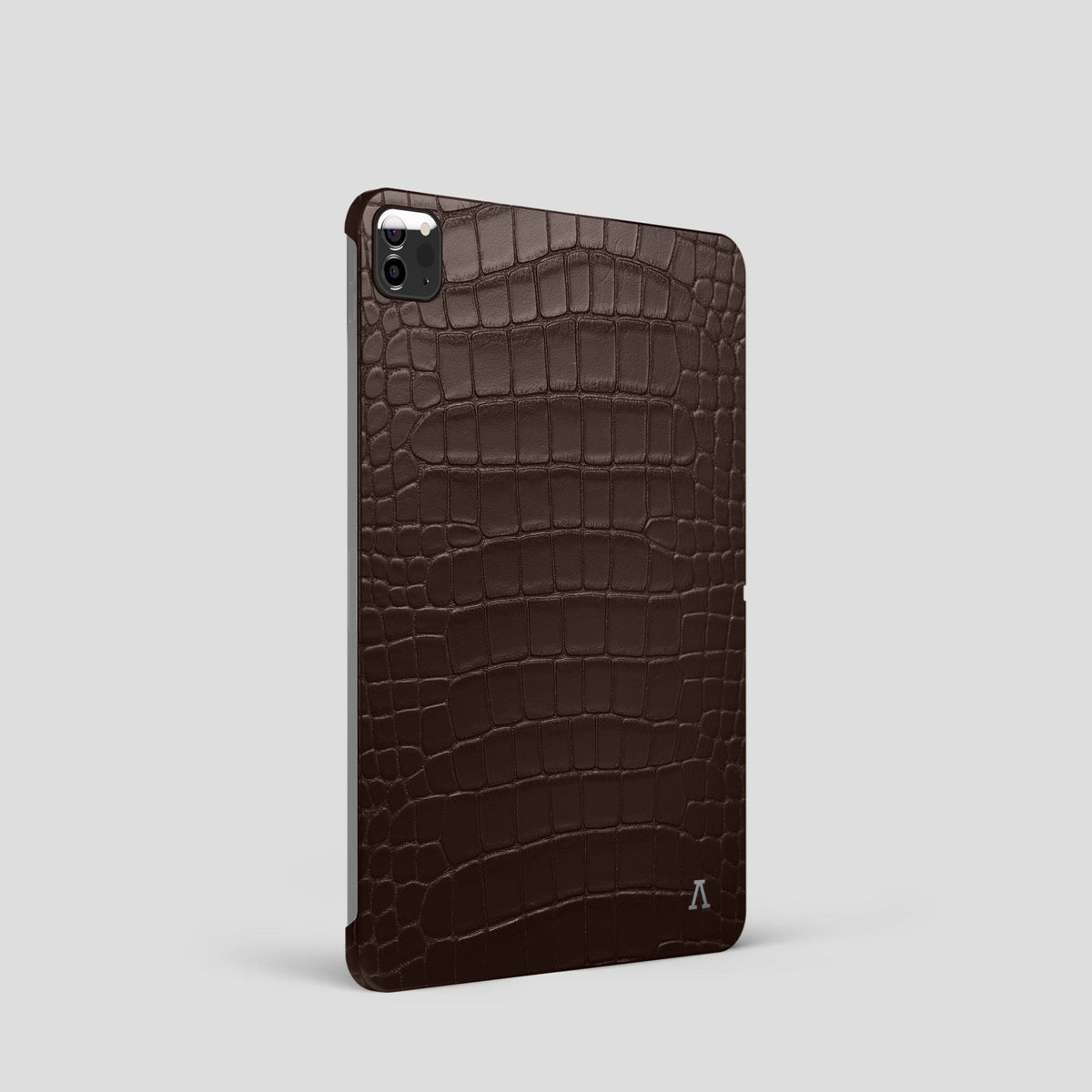 Dark Brown iPad Pro 11-inch Case Alligator with Steel Metal -1 | Dark-Brown-Steel