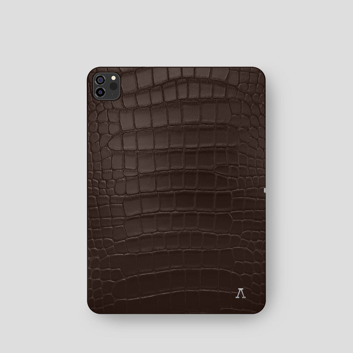 Dark Brown iPad Pro 11-inch Case Alligator with Steel Metal -2 | Dark-Brown-Steel
